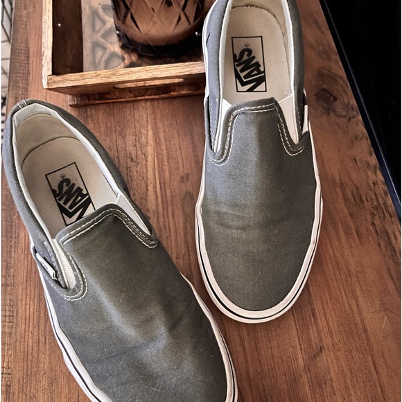 Grey and White Class Slip-On Vans - Picture 2 of 5